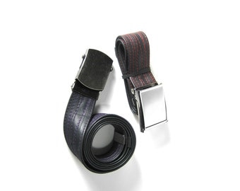 Summer Sale! 15% off - SLIDE BUCKLE Upcycled Vegan Bike Tube Belt with Red Thread