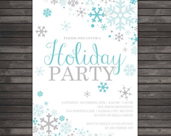 Winter Holiday Party Invitation Gold Silver Winter