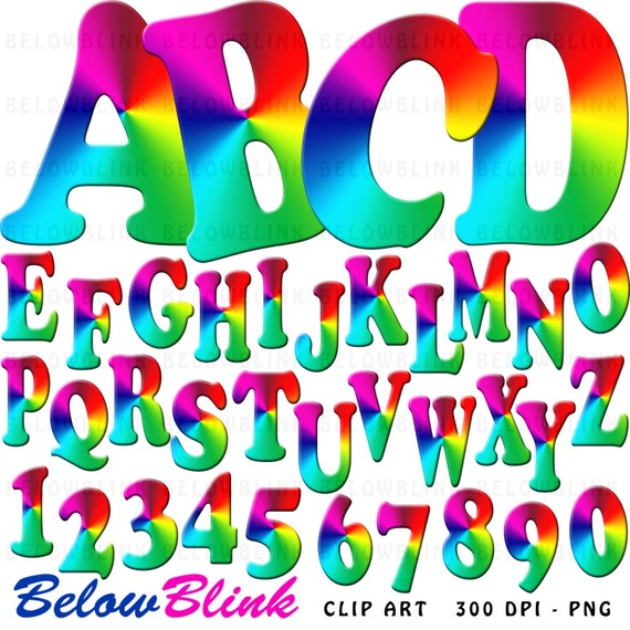 rainbow numbers and uppercase alphabet clipart clip art