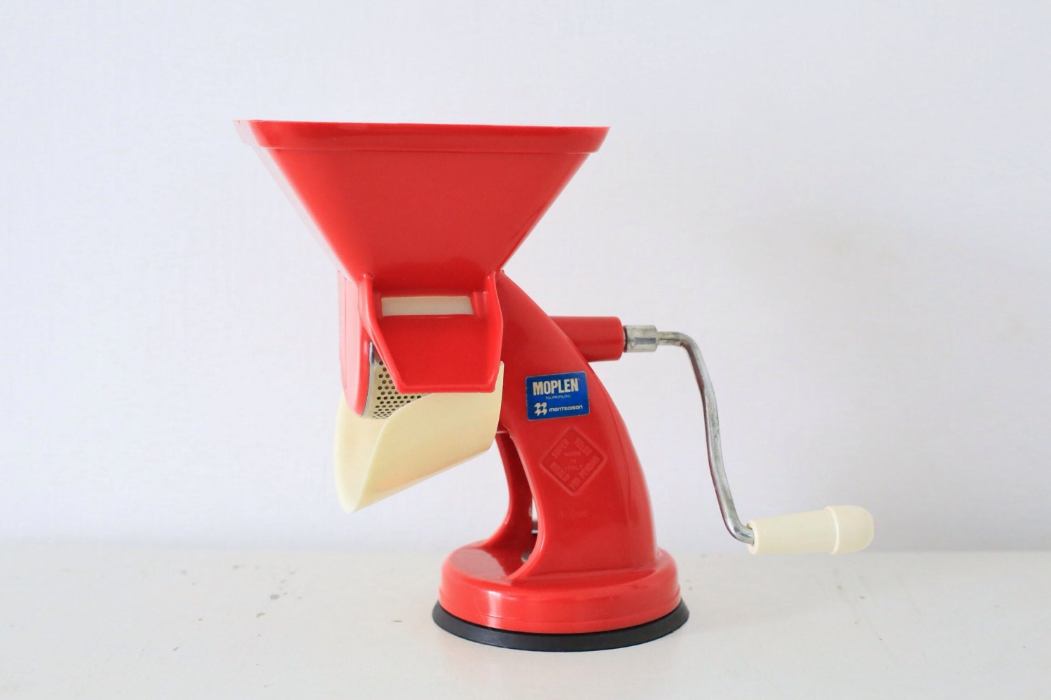 Vintage red Moplen kitchen mincer Italian