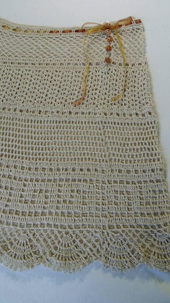 Items similar to Beige Crochet lace skirt, small on Etsy