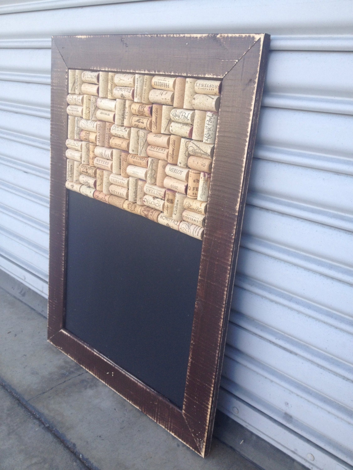 Rustic Chalkboard/Wine Cork Board Combo by recirclematter on Etsy
