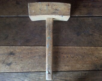 Vintage French Large Wood Mallet Hammer Tool circa 1960-70's / English Shop