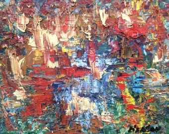 Abstract art Reflections original abstract painting 8 x 10 oil abstract art