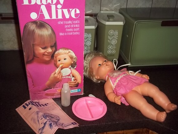 Vintage Baby Alive Doll WORKS complete in original box with