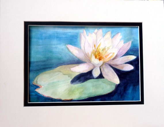 Water Lily Lily Pad Original Watercolor Painting by RenateDiroll