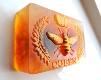 QUEEN BEE HONEY Soap, Queen Bee Soap, with Calendula Flowers, Scented in Wild Honey, Honey Bee Soap, Honey Soap, Birthday Gift