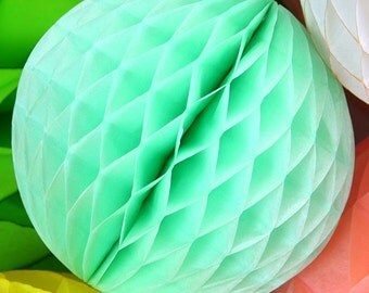 Mint Green Honeycomb Balls in 3 Sizes Weddings. summer parties. Bridal Showers Birthdays.Pink Honeycomb Balls