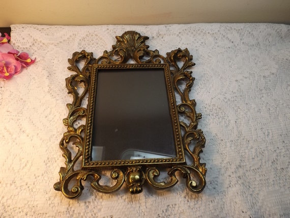 Sale Delightful Antique ornate brass metal frame for picture mirror 7\u0026quot; x 5\u0026quot;.Home decor.Unique 