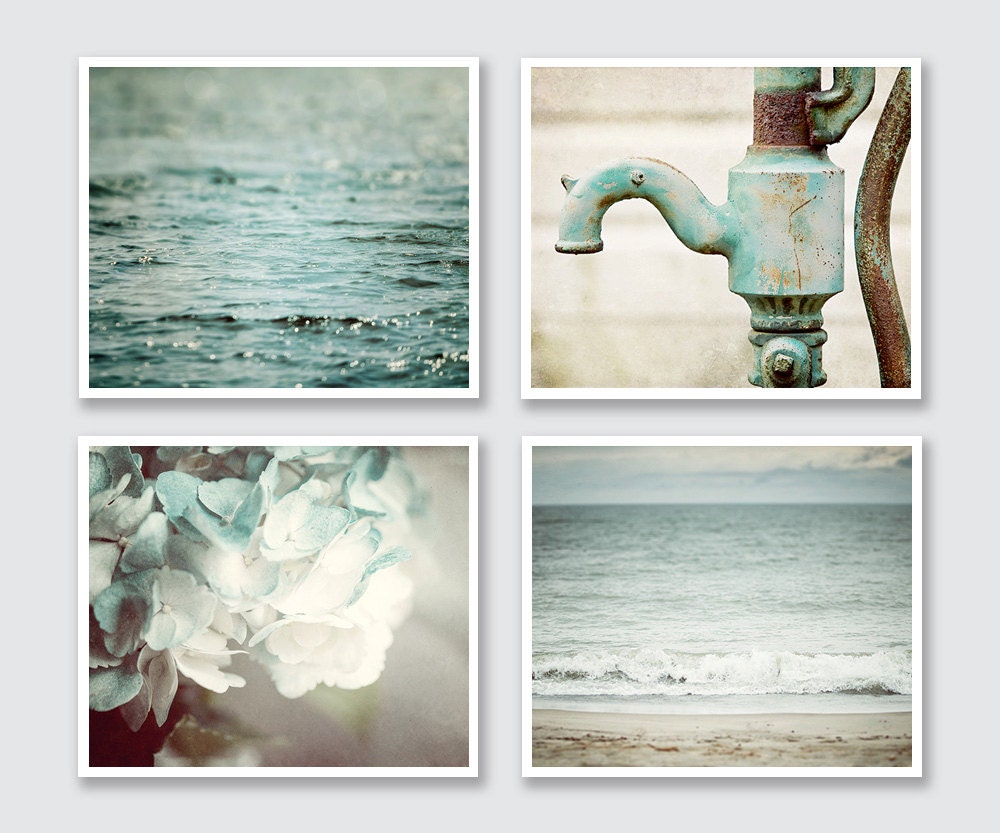  Bathroom  Art  Set Teal  Bathroom  Decor  Beach Bathroom  Aqua