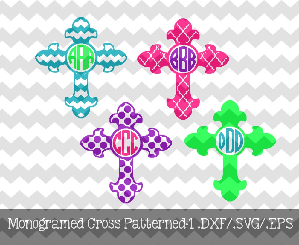 Download Monogram Cross-1 Design Quad .DXF/.SVG/.EPS by ...