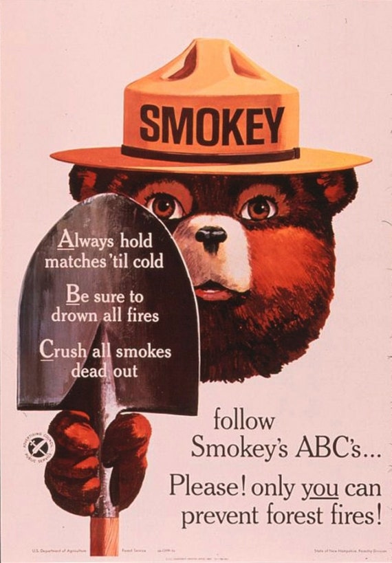 SMOKEY BEAR POSTER 24 X 36 Inch Rules vintage by mjbocanegra