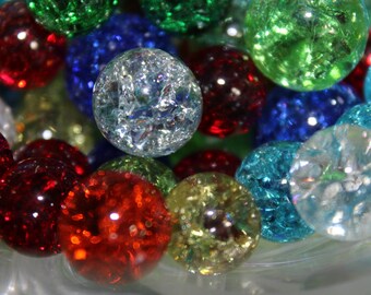5 Vintage Shattered Glass Marbles
