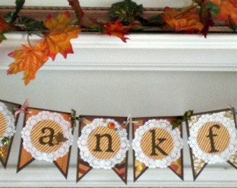 DIY KIT- Thankful Banner - Thanksgiving Banner - Fall Banner