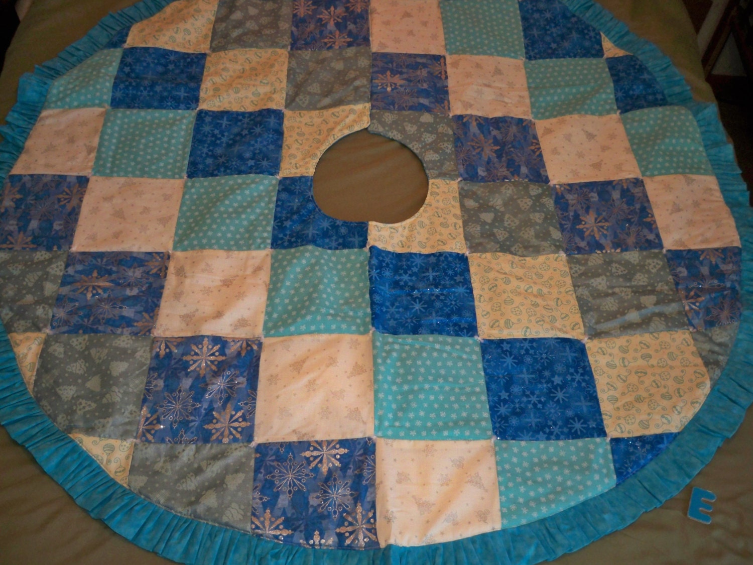 turquoise quilted christmas tree skirt turquoise quilted christmas tree skirt