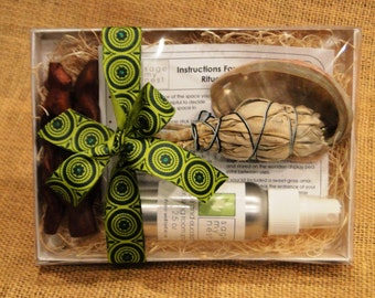 SageMyNest Sage Cleansing Gift Kit, Sage Smudge Kit Home Blessing Kit, Space Clearing, Energy Cleansing Kit - Housewarming Gift Idea