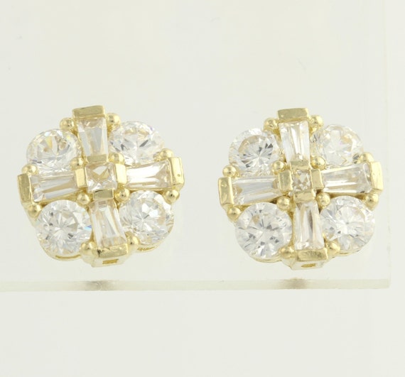 Cubic Zirconia Stud Earrings 10k Yellow Gold by WilsonBrothers