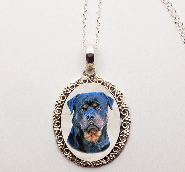 Rottweiler 925 Silver Necklace Personalized by SimplyItalyDesigns
