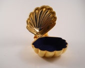 Beautiful Gold Tone Shell Trinket Box with Velvet Inside