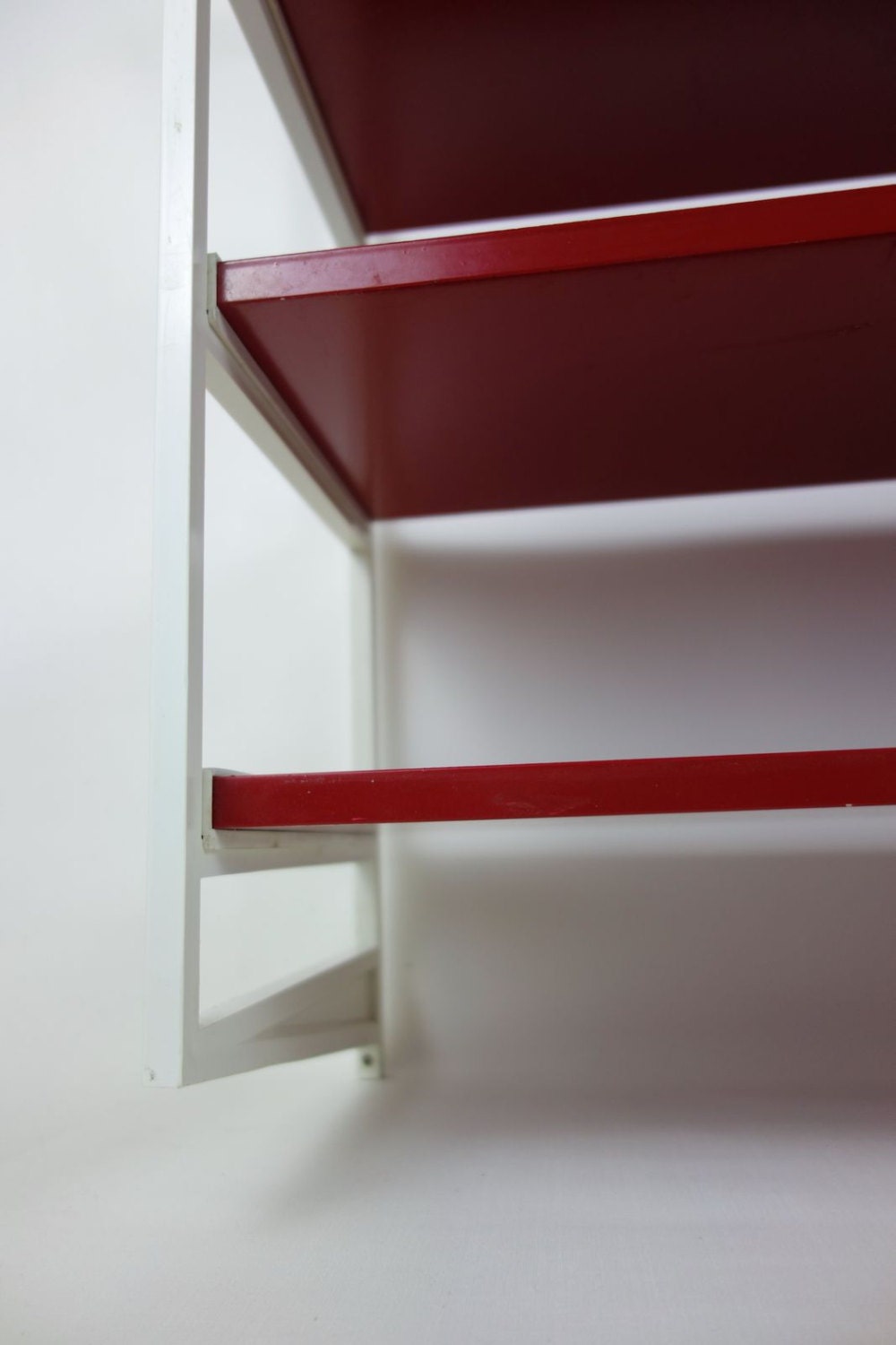 RESERVED Vintage Mid Century Wall Shelves White and Red West