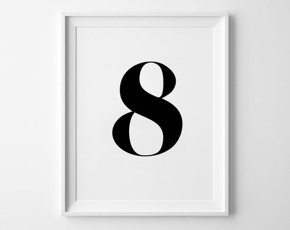 Number Eight Print Minimalist Poster Number Wall Decor