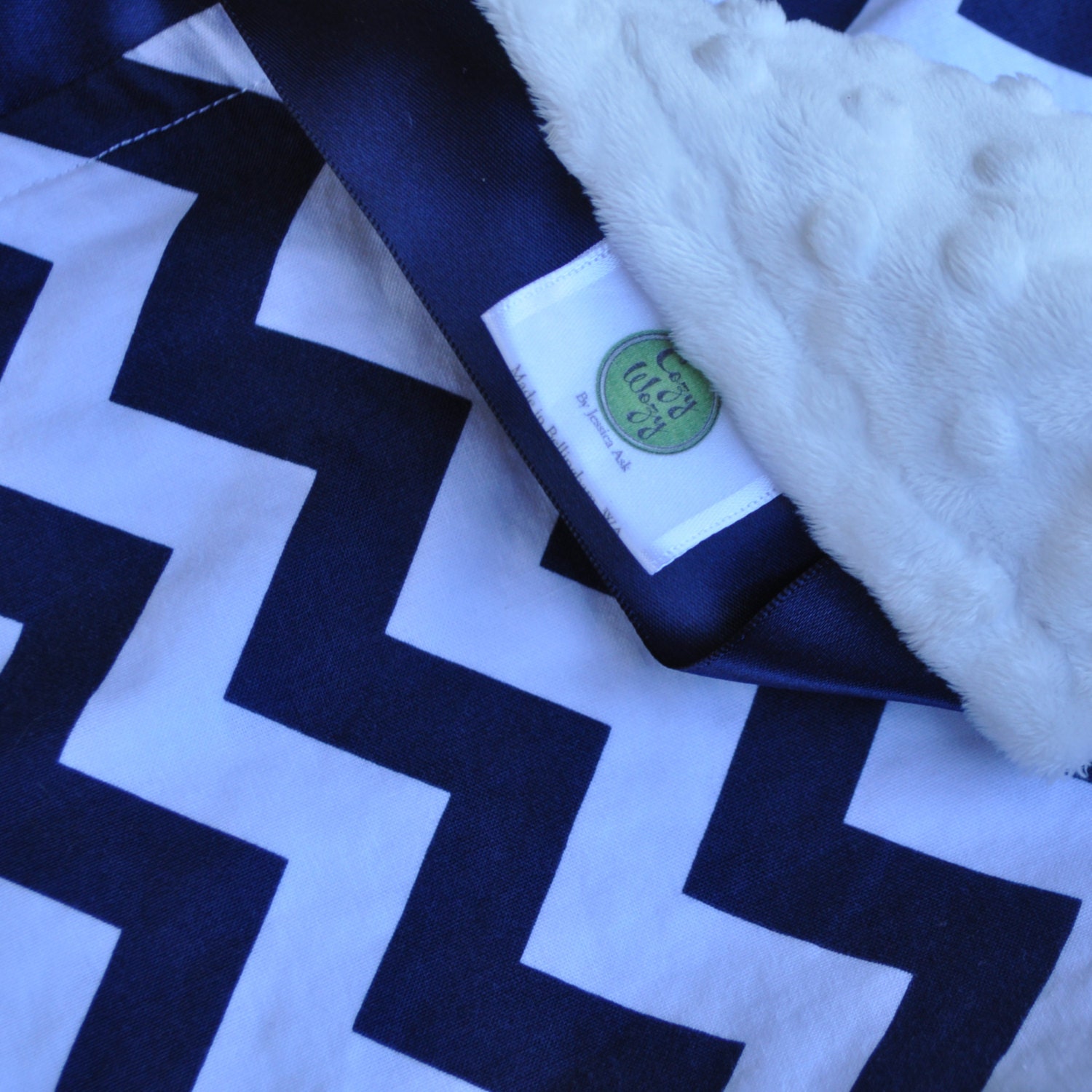 Navy Blue and White Chevron Baby Blanket Chevron Blanket with