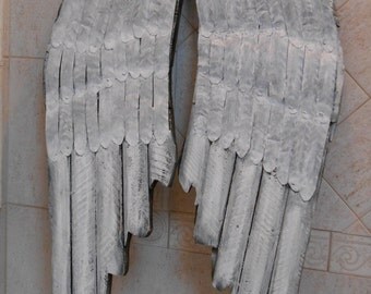 Angel Wings Wall Decor / Shabby Distressed Wooden Metal Angel Wings / Home Decor / Grey Angel Wings / Shabby Wall Decor / Wings