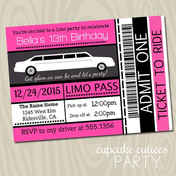 Limo Birthday Party Invitations 4