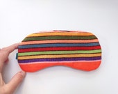 Sleep Mask - Mexican Fabric - Eyeshade Sleeping - Slumber  party Eye Mask Orange Striped Eye Pillow  - Wedding favor