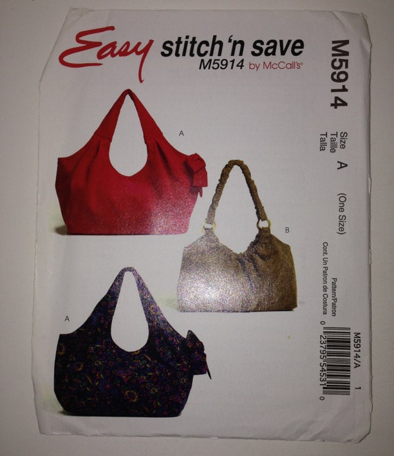 Uncut Easy McCall's Pattern 5914 - Hobo Bags, Handbags