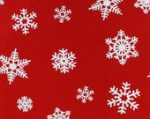 Snowflake Printed Acrylic Felt, Flocked Felt, Holiday Print Felt, Snowflake Print, Red