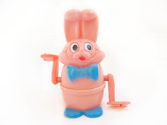 Pink Bunny Wind Up Toy Easter Unlimited Inc. 3726 Made in Hong