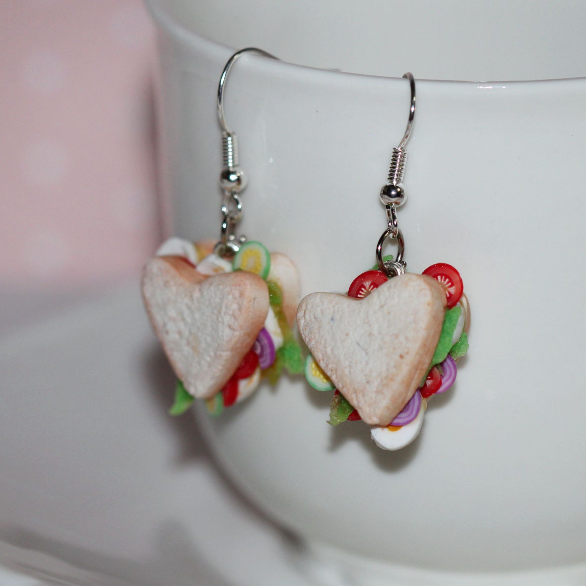 Sandwich Earrings Heart Shaped Sandwich Earrings