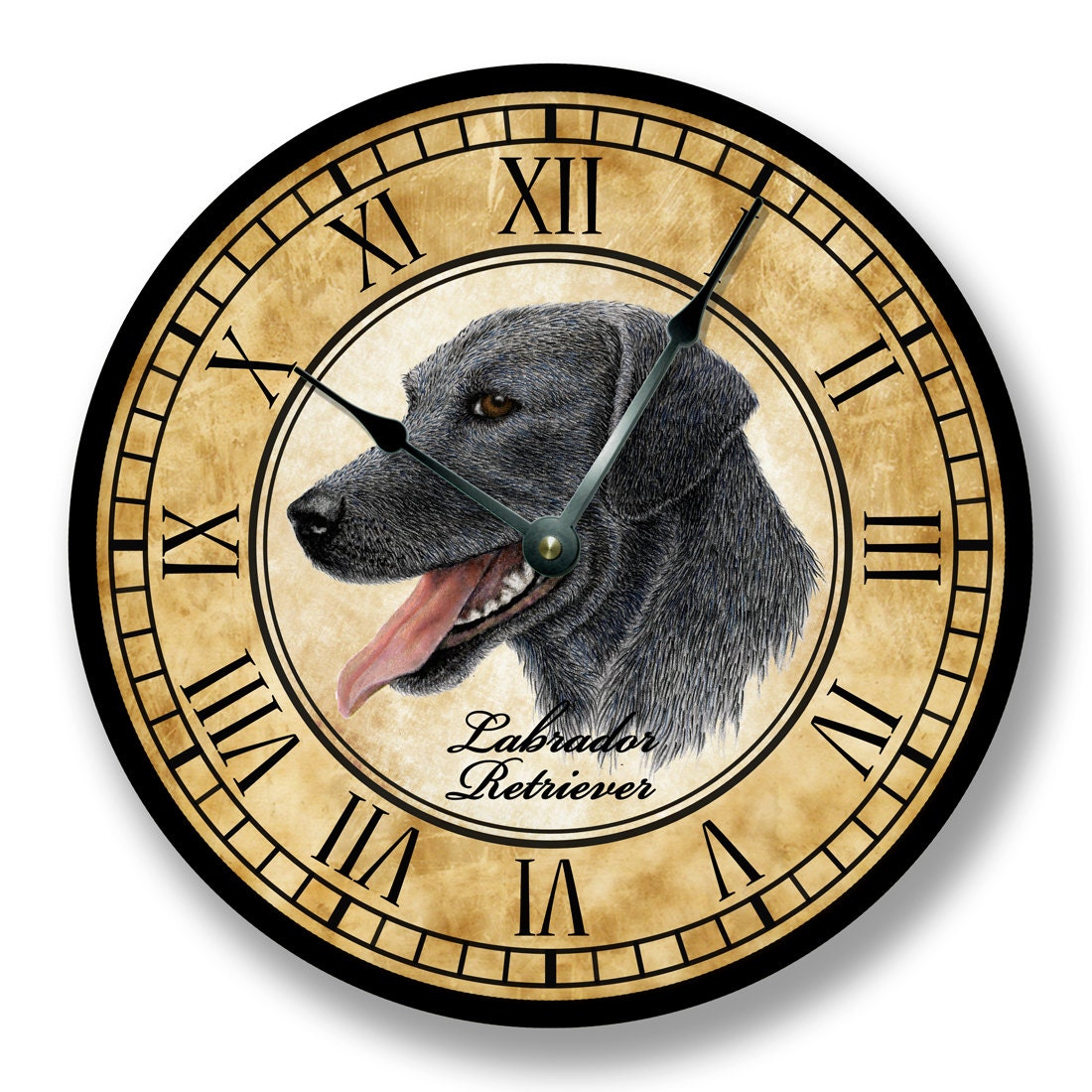 Labrador Retriever Dog wall CLOCK color pencil sketch old