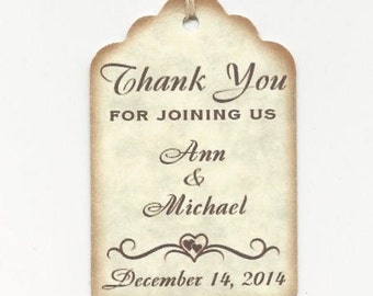 100 PERSONALIZED Thank you for JOINING US -Wedding or Favor tags-Shower or Gift tags-Hang Tags