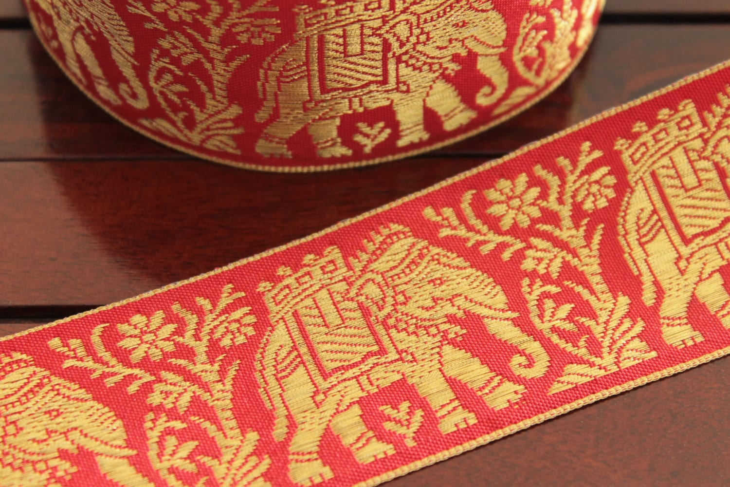 1 Yard Decorative Fabric Trim-Red Wide Woven Ribbon
