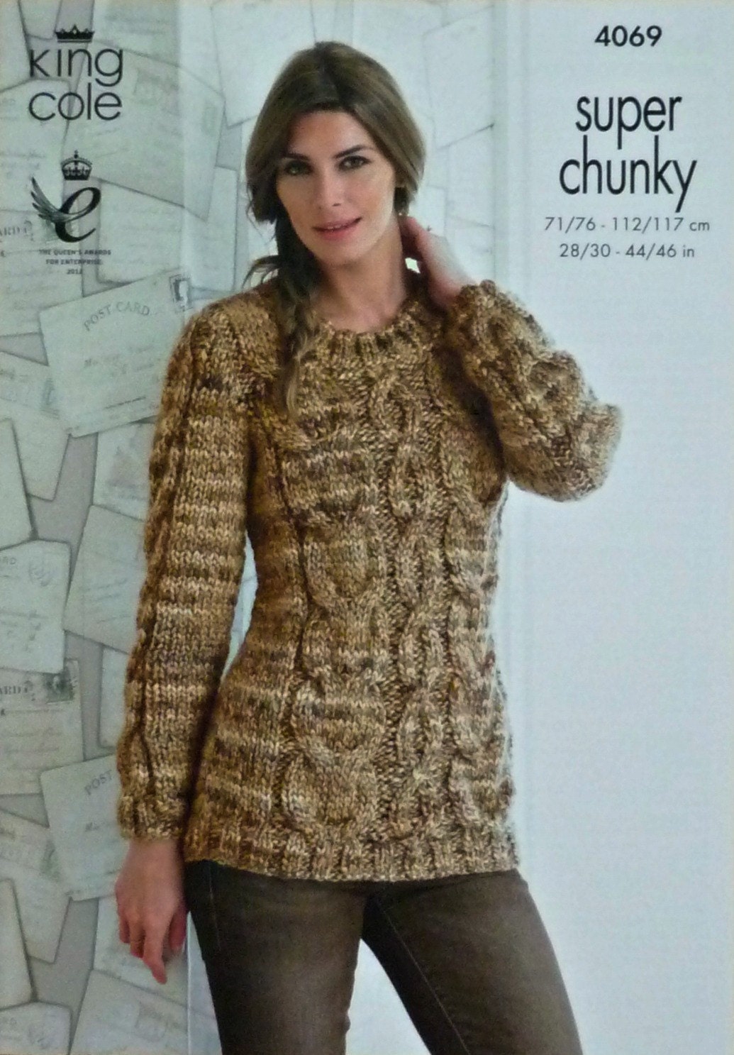 Womens Knitting Pattern K4069 Ladies Long Sleeve Round Neck Long Cable Jumper...