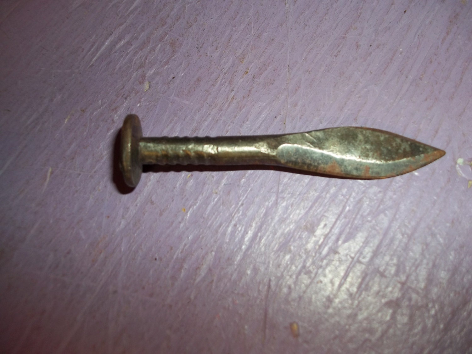 Hand made mini nail metal knife vintage pow wow real