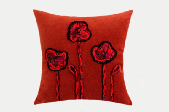 Decorative Pillow Case Gold-Orange Velvet fabric with felted