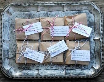 Rustic Stocking Stuffer, Primitive Gift, Homemade Soap Favors, Party Favors, Christmas Party, Rustic Christmas