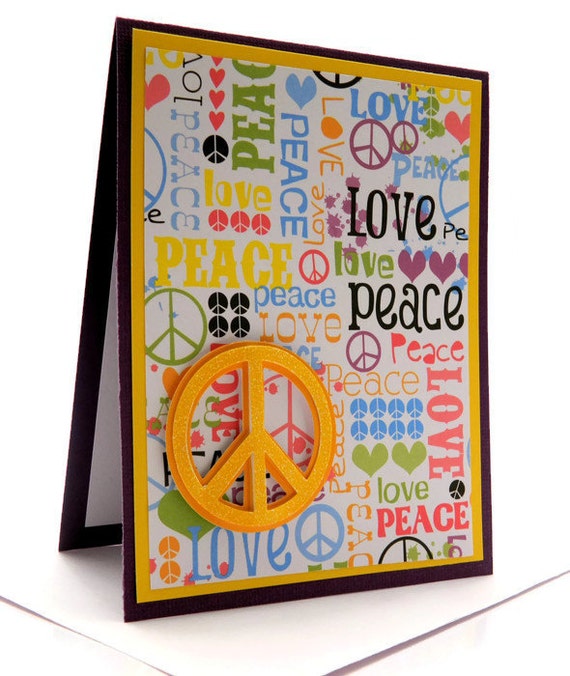 Peace Sign Birthday Card Happy Birthday Handmade by DesignsByCnC