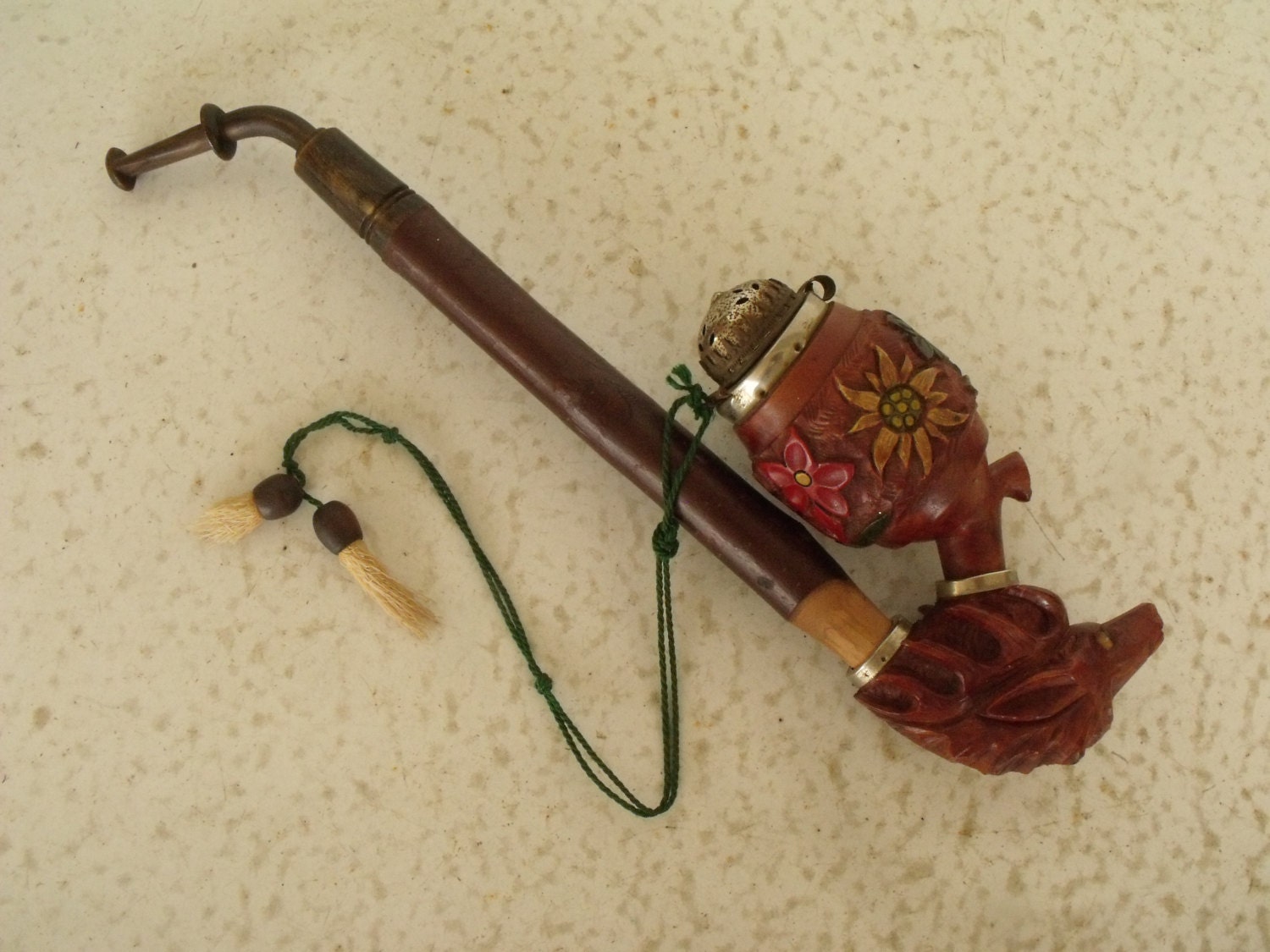 Vintage German Pipe Black Forest Bruyere Deer Stag DRGM Carved