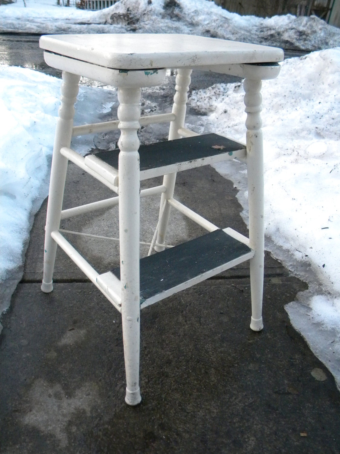 Good Shape Vintage Antique Wood Wooden 1930s Kitchen Bench Chair STEP   Il Fullxfull.740796331 G9r3 