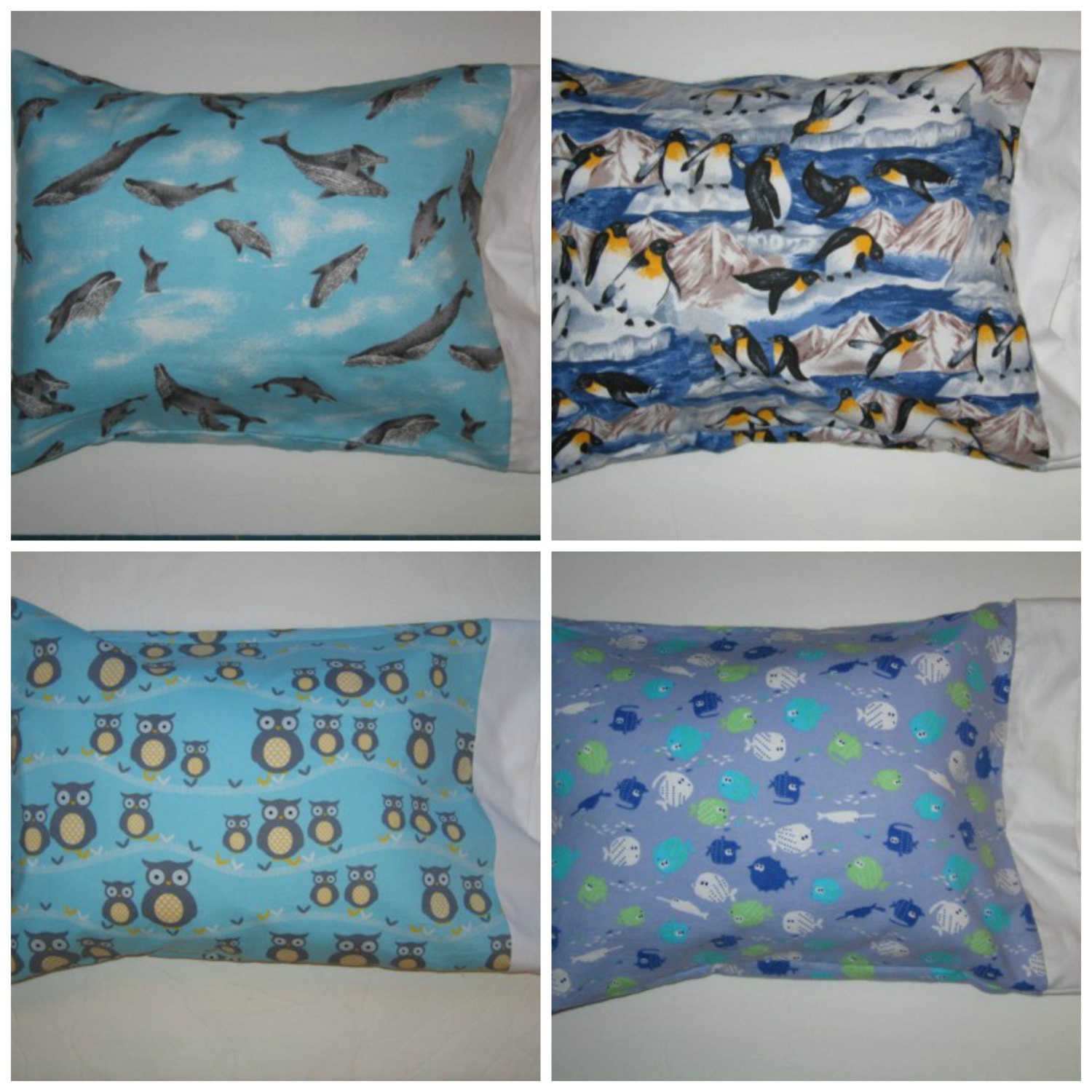 Baby or Toddler Travel Pillow Cases Whales by NWCreativeStitches