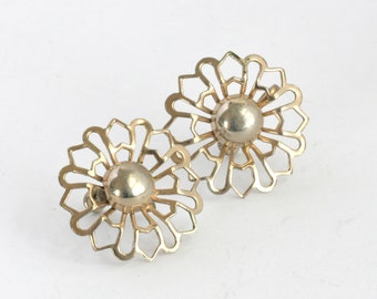 Large Gold Tone Screw Back Earrings // Vintage Jewelry