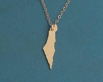 Gold Israel Map Necklace , Small Israel Charm , I Love Israel Necklace , Israeli Jewelry , Israel Pendant , Jewish Jewelry , Holy Land