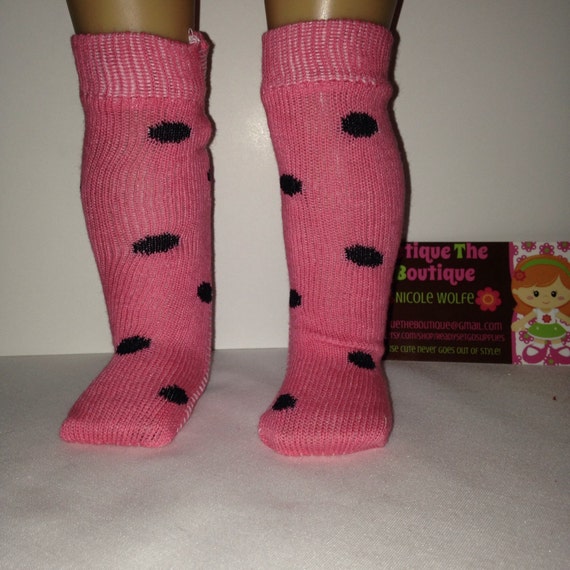 18 doll socks fit American Girl hot pink and black by ctbdolls