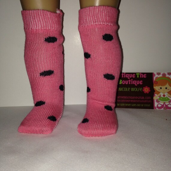 18 doll socks fit American Girl hot pink and black by ctbdolls