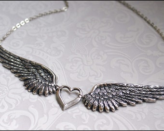 Angel Wing Necklace -Silver Wing Jewelry- GORGEOUS DETAILED Angel Wing Pendant PERFECT for her, Mother, Sister, Friend Gift Chic Necklace