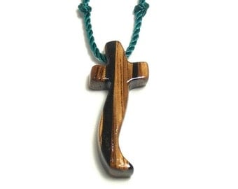 Wooden Cross Necklace, Wooden Cross Pendant, Mens Cross Necklace, Cross Necklace, Wood Cross Pendant, Husband Gift, Mens Jewelry Cross